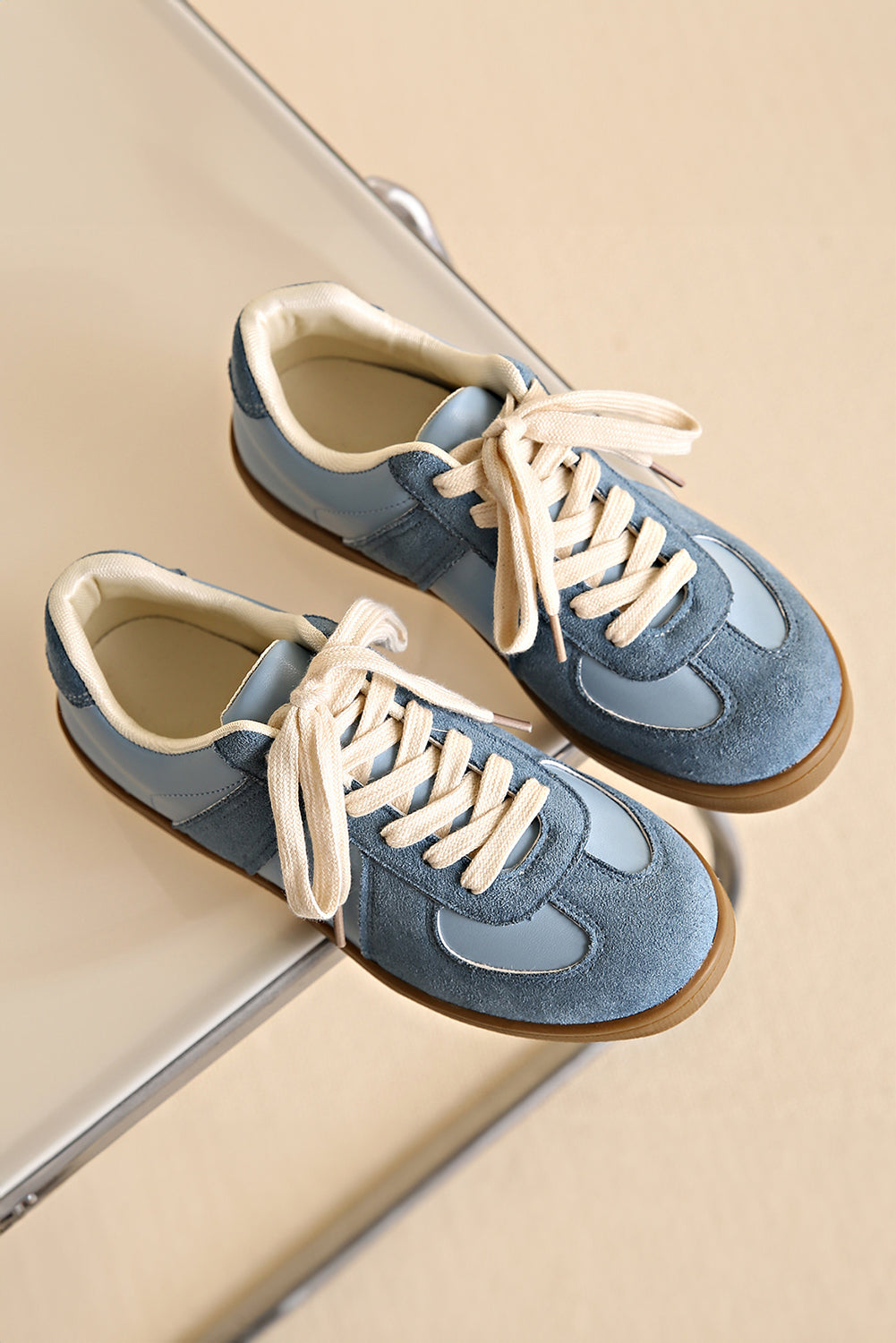 top of blue sneakers